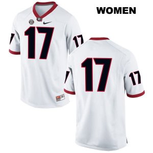 Women's Georgia Bulldogs NCAA #17 Matthew Downing Nike Stitched White Authentic No Name College Football Jersey IPF5354GL